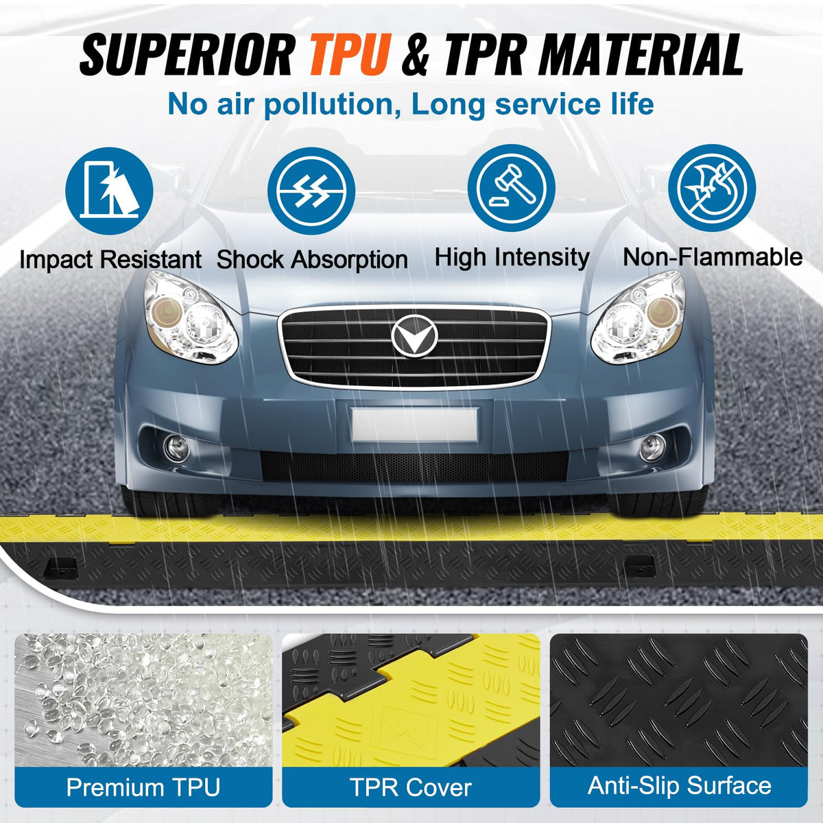 Anti-slip texture on VEVOR ramp provides stable footing on floors.