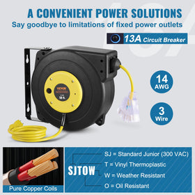 VEVOR automatic retract system keeps cords tidy and tangle-free.