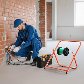 VEVOR rack holding wire, tubing, and ribbon showing multi-use versatility benefit