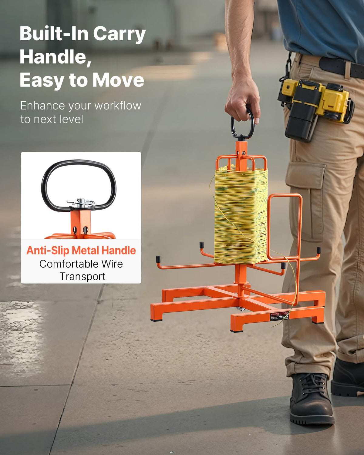 VEVOR close-up of swivel eyelet preventing cable twist and smooth feeding