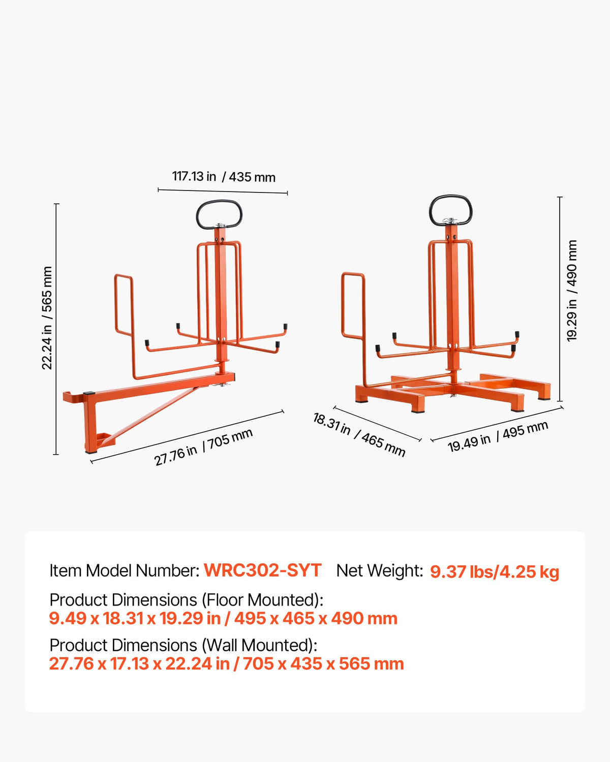 VEVOR frame welds and black coating indicating rust resistance and strength