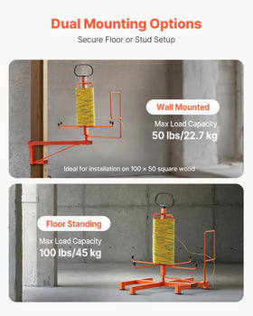 VEVOR cable dispenser mounted on stud for space-saving and secure holding