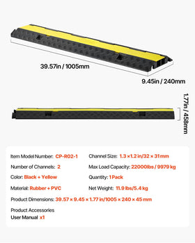 VEVOR Durable rubber construction withstands heavy traffic and curb transitions.