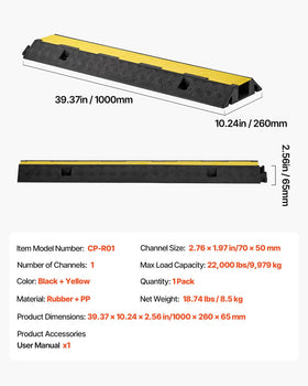 VEVOR protector next to ruler for scale showing 39.37 inch length and compact portability