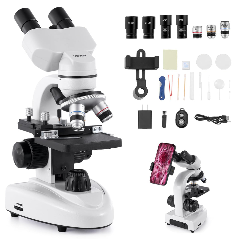 VEVOR Compound Binocular Microscope with 40x–2000x magnification for classroom observations