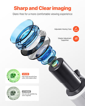 Durable aluminum body of the VEVOR compound microscope