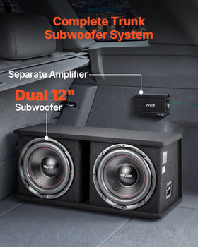 VEVOR external amplifier unit provides clean, amplified low end.