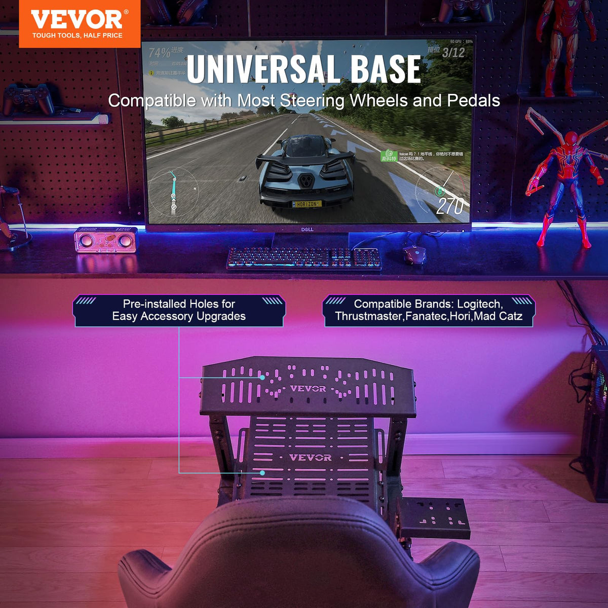 VEVOR wheel stand with height adjustment to fit your driving position.