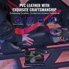VEVOR wheel stand cockpit with PVC leather for comfortable long sessions.