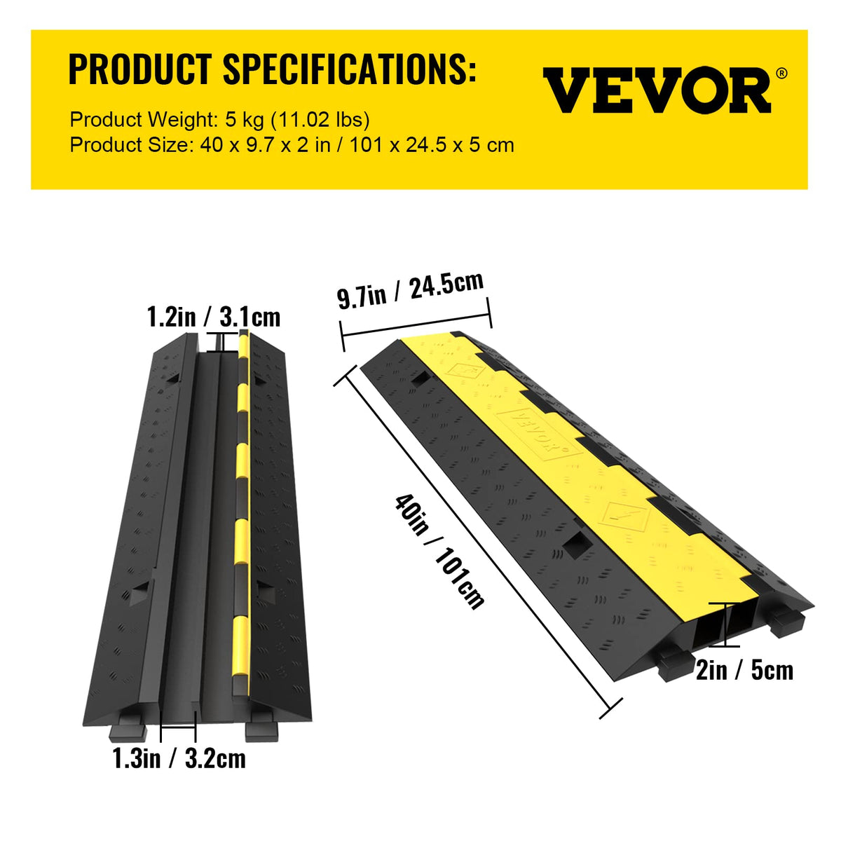 VEVOR installed on driveway protecting cords while vehicles pass safely