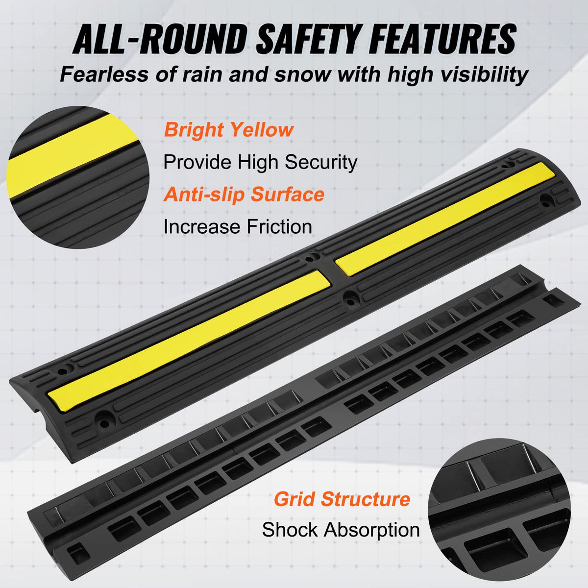VEVOR ramp installed on driveway protecting cables while vehicles pass safely