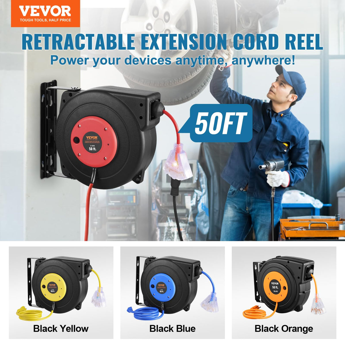 VEVOR heavy-duty 14AWG SJTOW cord designed for harsh workspaces