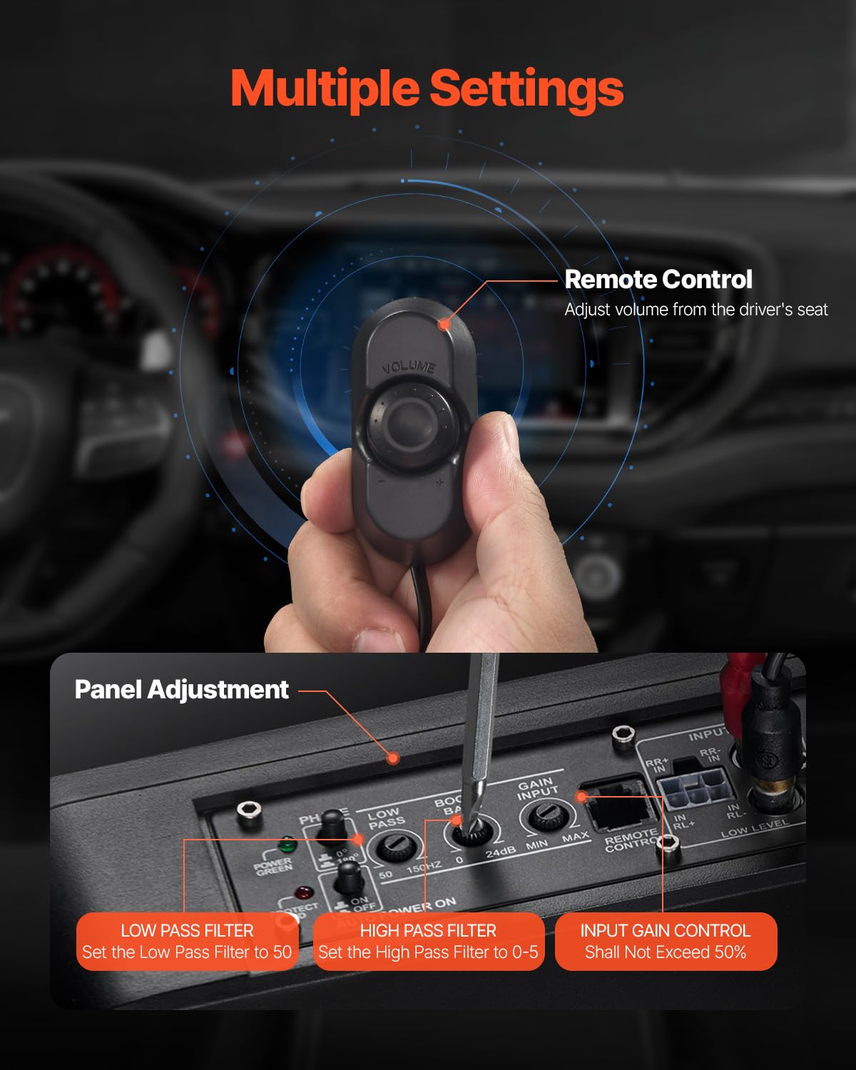 VEVOR low and high level inputs for flexible car audio integration