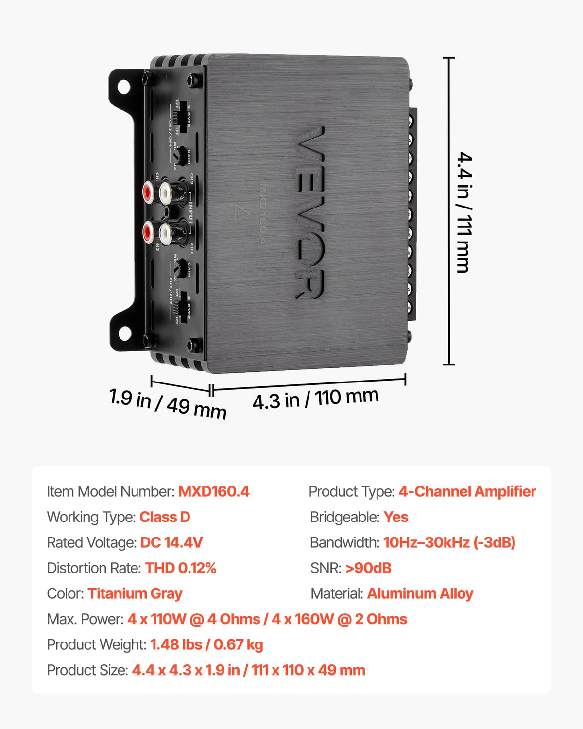 VEVOR low THD and high SNR for clean sound quality