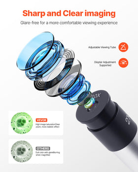 VEVOR LED light and condenser illuminated to improve contrast and specimen clarity