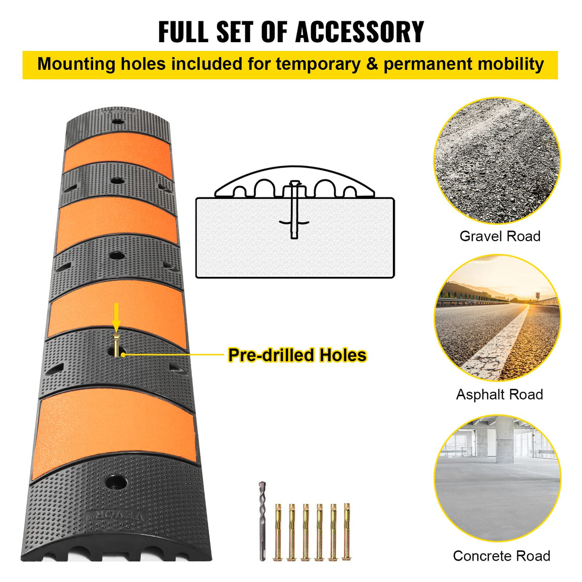 VEVOR modular speed bump can be connected for longer cable protection