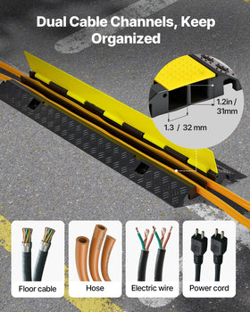 VEVOR Rubber cover features a non-slip surface for safe crossings.