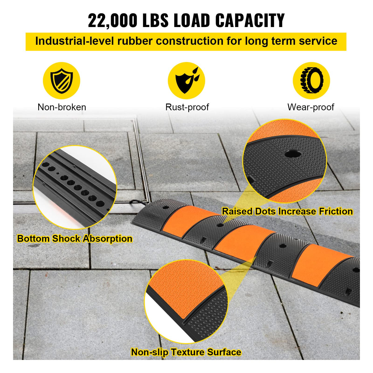 VEVOR speed bump supports up to 22,000 lbs for heavy vehicles