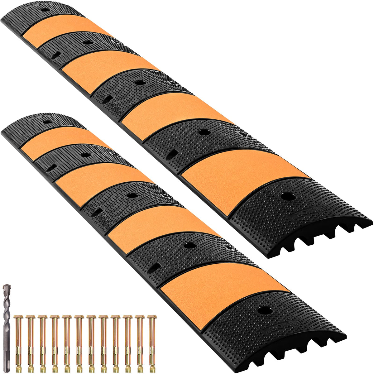 VEVOR Rubber Speed Bump setup view shows modular ramp for road use