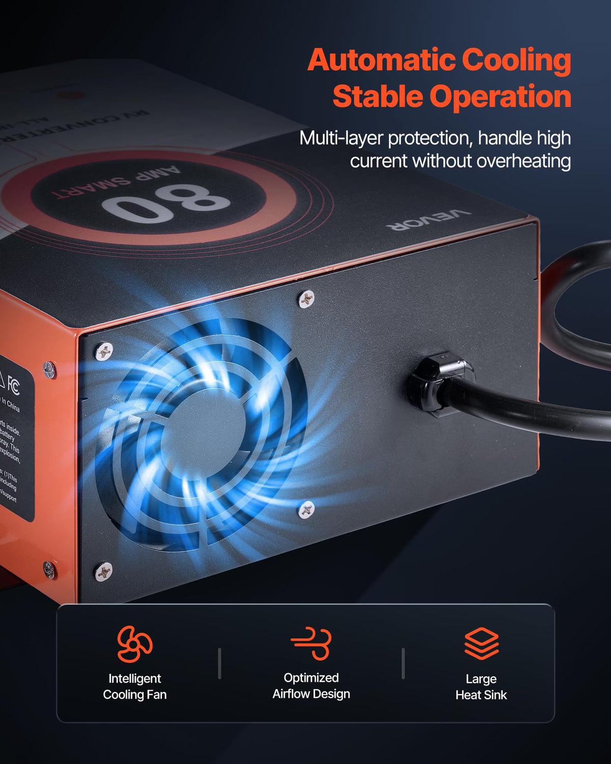 VEVOR mounted inside an RV closet providing compact, out‑of‑the‑way power