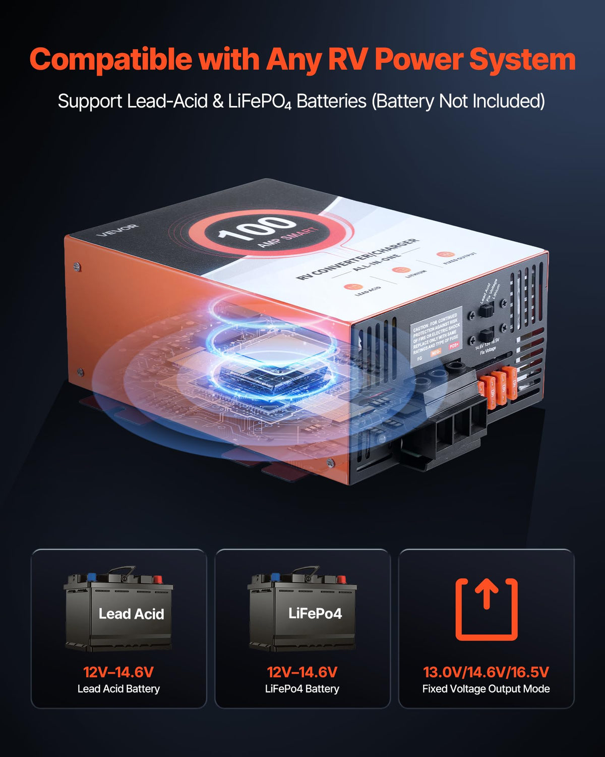 VEVOR RV power converter delivers up to 100A for lights and appliances