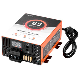 VEVOR RV Power Converter 65A front view powering 12V devices on the go