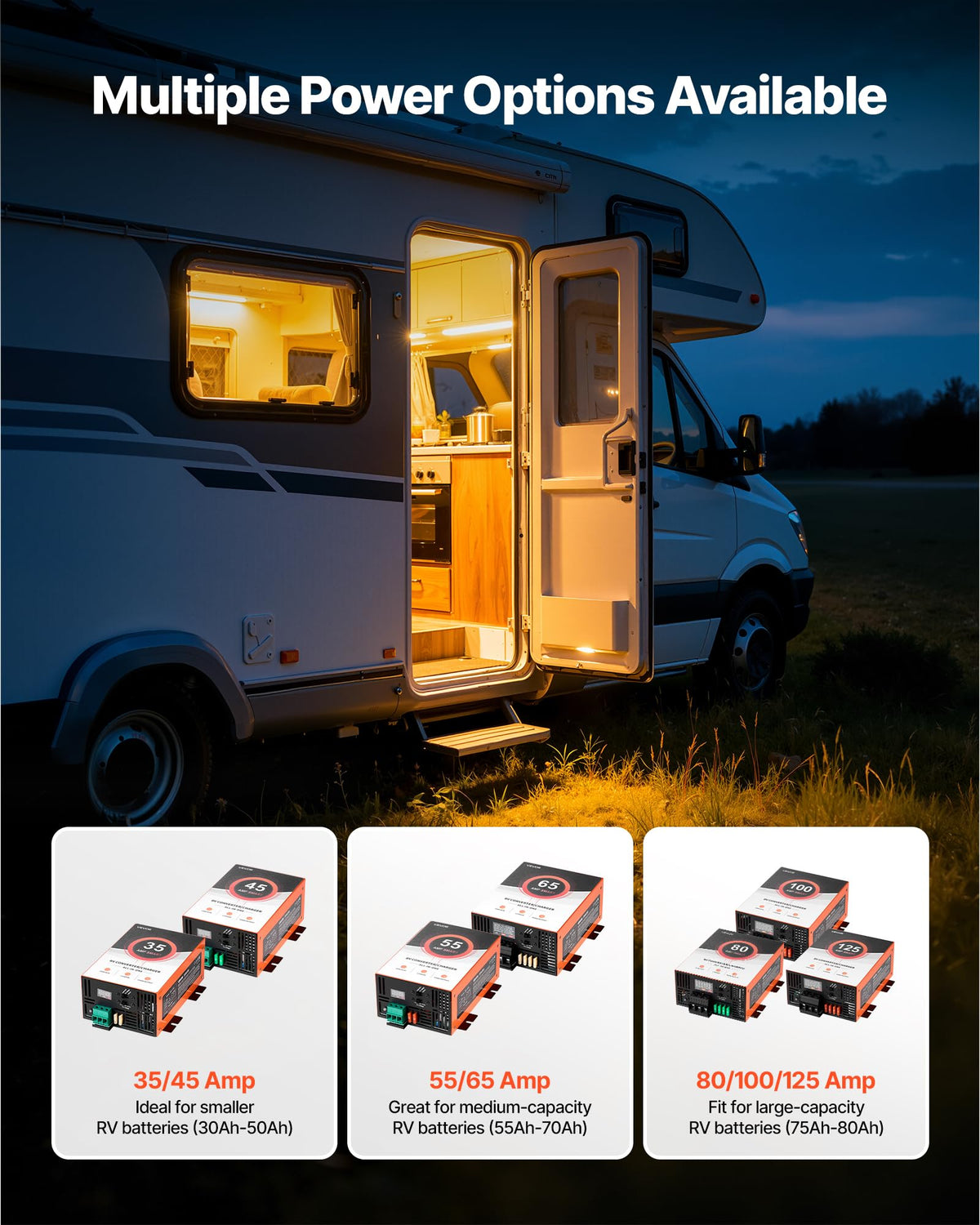 VEVOR RV Power Converter 120V AC input area for reliable power.
