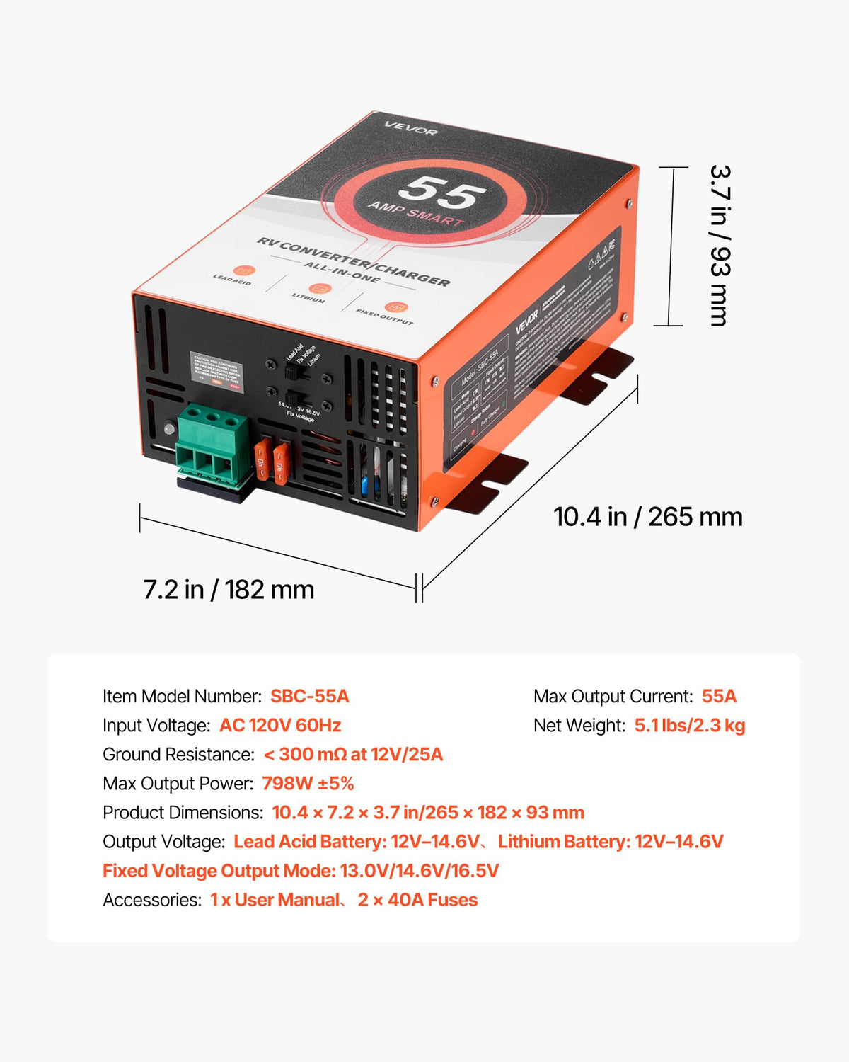 VEVOR RV power converter mounted in camper cabinet