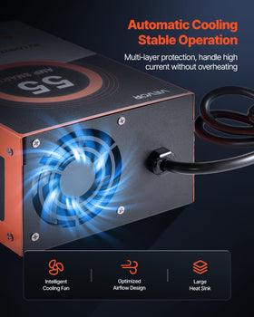 VEVOR RV power converter output terminals showing 12V charging
