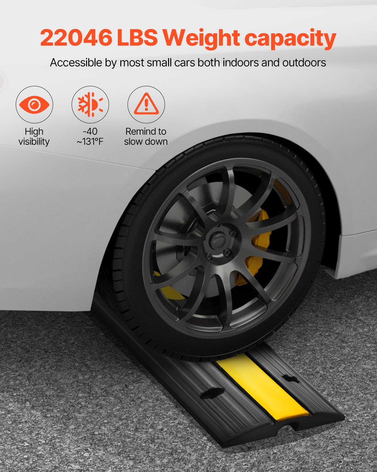 VEVOR side profile of connected ramp units demonstrating secure interlocking connection