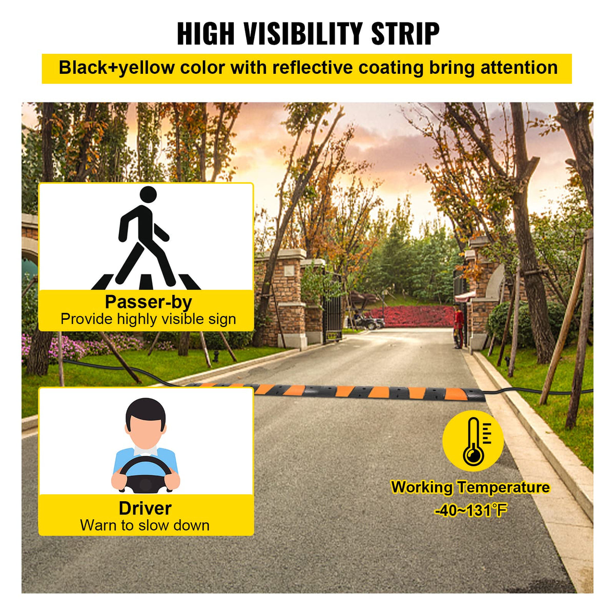 VEVOR Rubber Speed Bump includes bolts for quick temporary or permanent installation