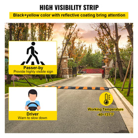 VEVOR Rubber Speed Bump includes bolts for quick temporary or permanent installation