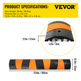 VEVOR Rubber Speed Bump on night scene emphasizes high visibility warning