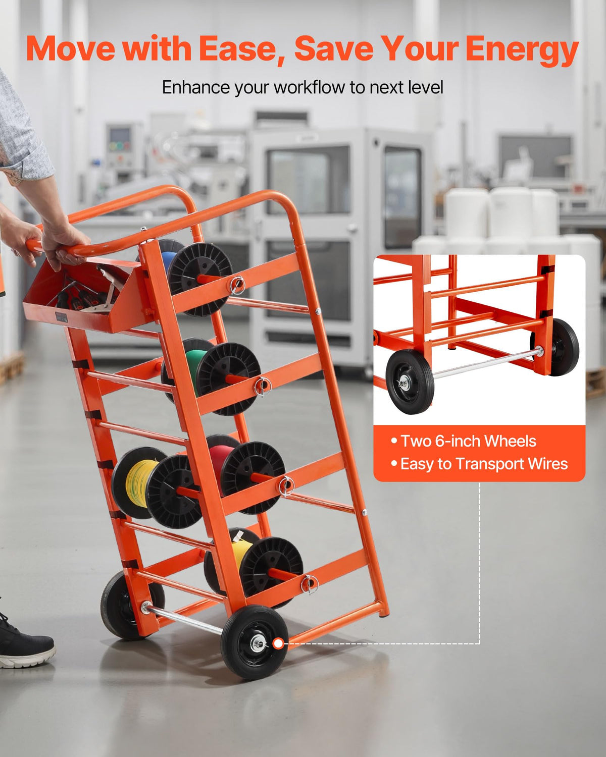 VEVOR spool rack’s strong frame supports heavy spools up to 300 lbs.