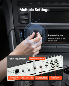 VEVOR subwoofer installation in trunk with amp and remote control