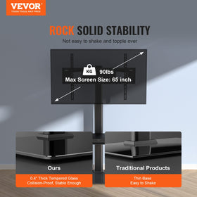 VEVOR close-up of tempered glass base highlighting durable construction and improved stability