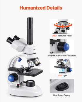 VEVOR condenser enhances contrast for better sample detail.