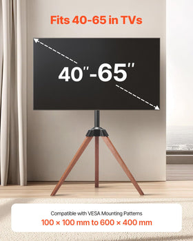 VEVOR side profile of tripod stand highlighting slim silhouette and balance