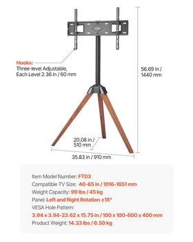 VEVOR TV easel in bedroom showing stylistic display and space-saving benefit