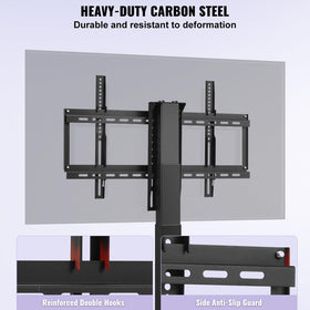 VEVOR TV lift height range graphic illustrates 28.7 to 64.2 inches elevation.