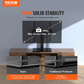 VEVOR adjustable-height stand displaying six-height options for flexible seating.