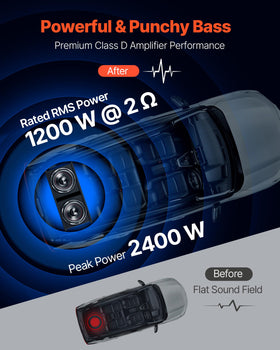 VEVOR vented enclosure design promotes deep, room-filling bass.