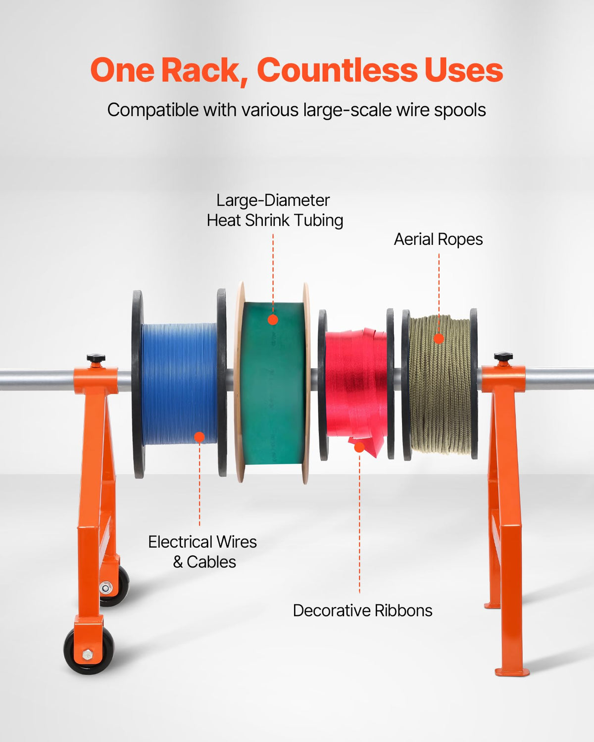 VEVOR spool diameter demo illustrating fit up to 29.9 inches for large reels