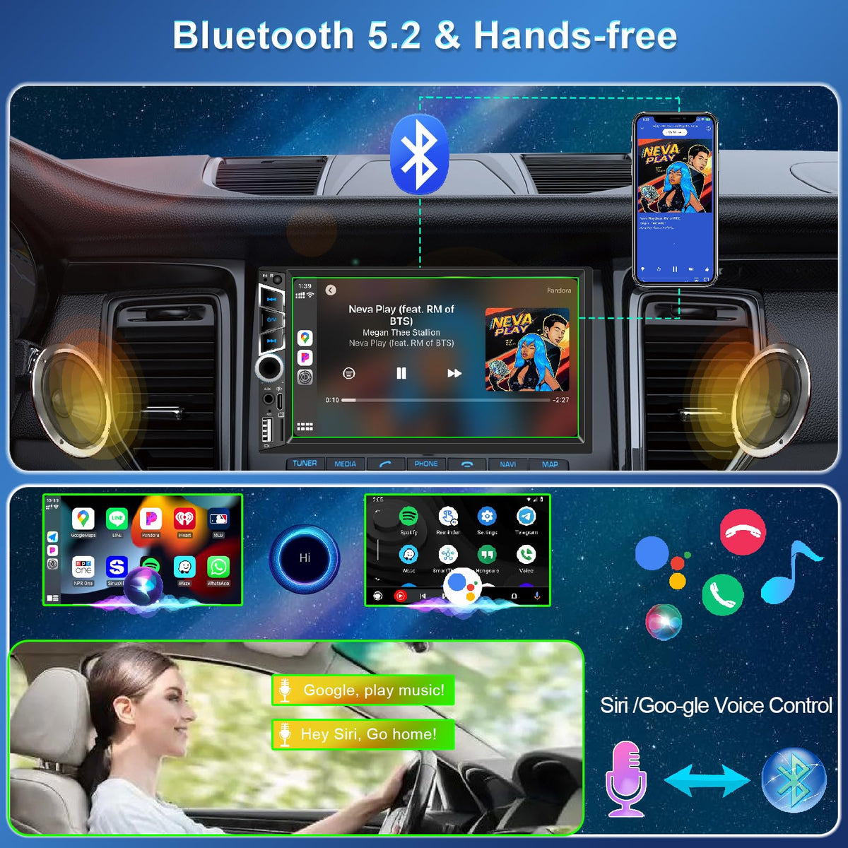 Vexidura installed in car dashboard showing wireless CarPlay for safer driving