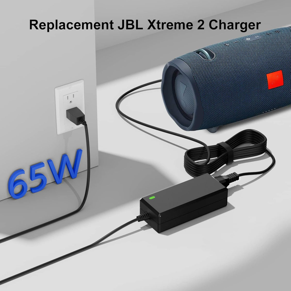 vhbw 19V JBL Xtreme charger long 8.8ft cord for flexible indoor use