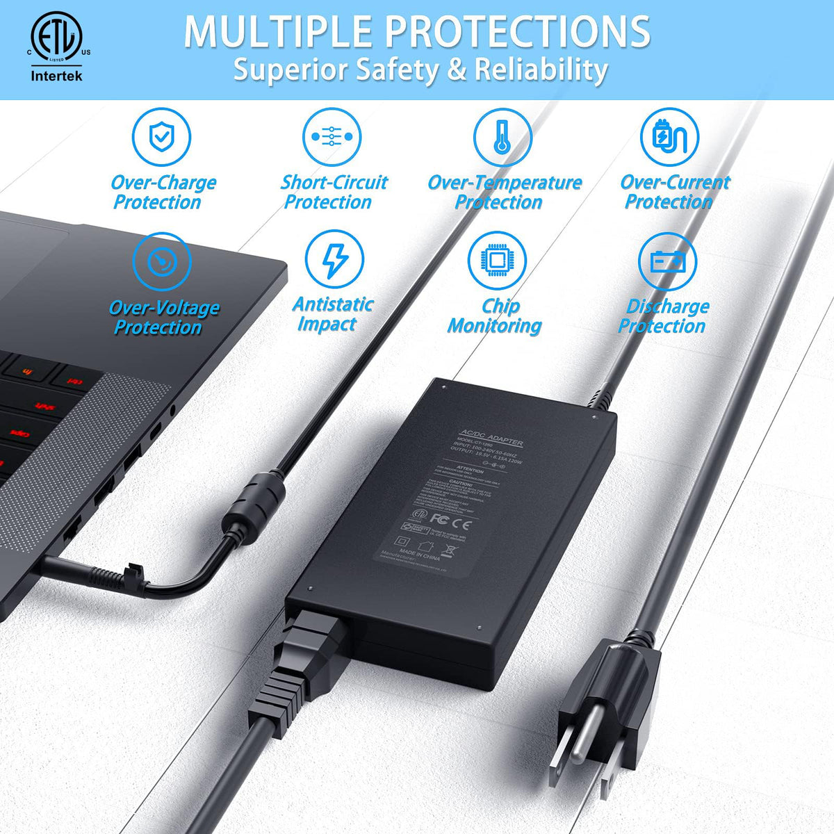 vhbw adapter connected to HP laptop in use providing steady power during work sessions