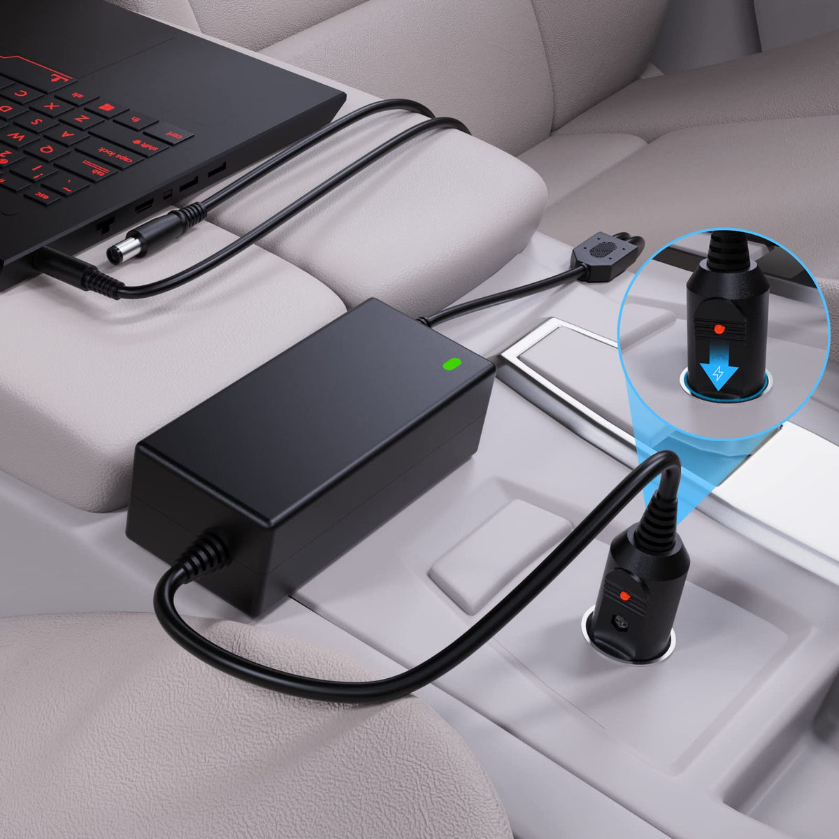 VHBW Dell 90W car charger in-dash setup on the go