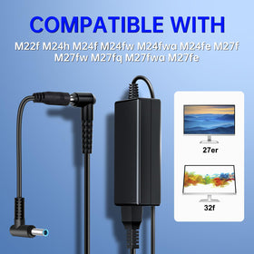 vhbw HP monitor power cord adapter-end closeup showing secure connection
