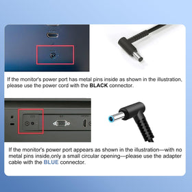 vhbw HP monitor power cord with straight plug for flexible desk placement