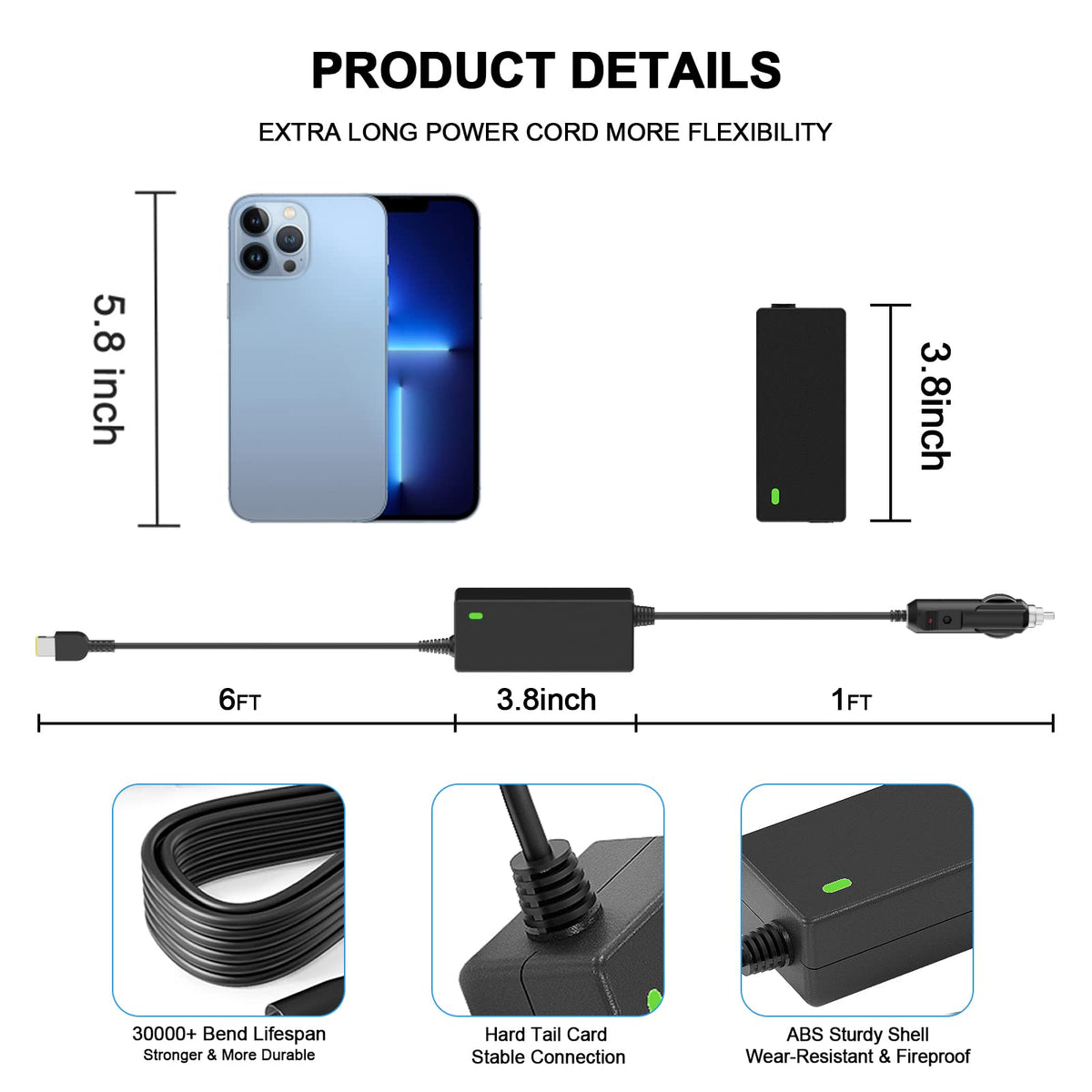 VHBW Lenovo car charger ETL, CE, FCC, ROHS certified for safe charging.